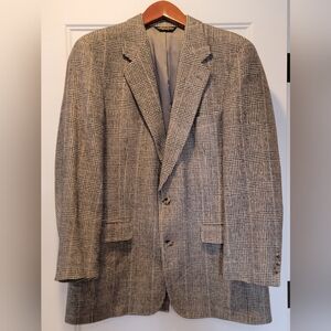 Brooks Brothers Black and White Plaid Camelhair Blazer 44L